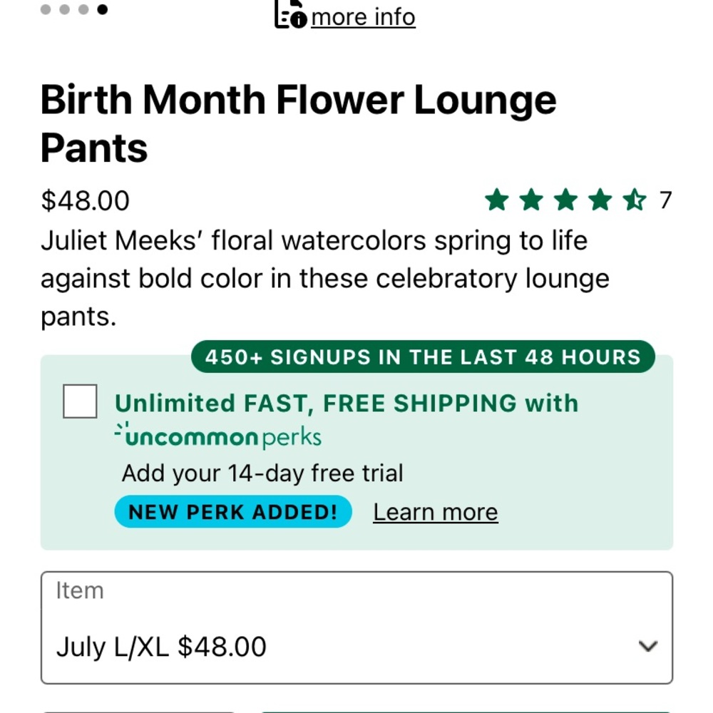 Uncommon Goods Birth Month Flower Pants - Picture 4 of 7